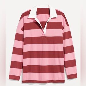 Striped Rugby Shirt in Red and Pink